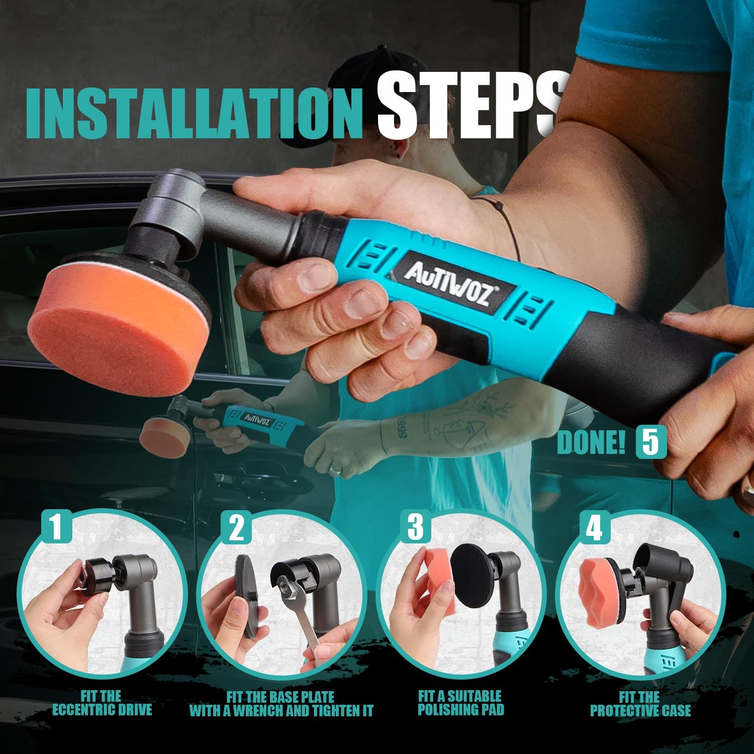 WS01 Cordless Mini Buffer Polisher, 1/2/3 Inch Micro Buffer Polisher, 6 Speed…