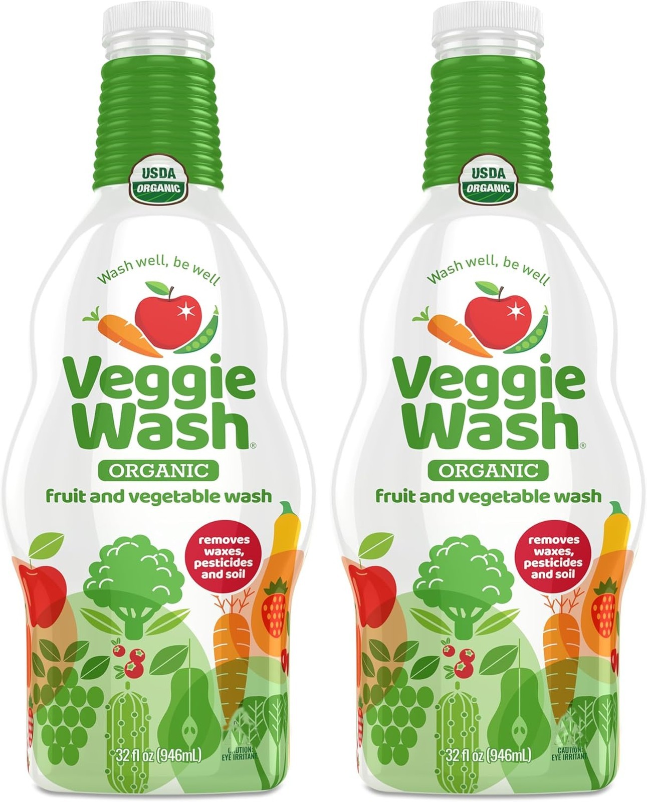 Veggie Wash Organic Fruit Vegetable Cleaner Refill 32oz Pack of 2 Food Safe