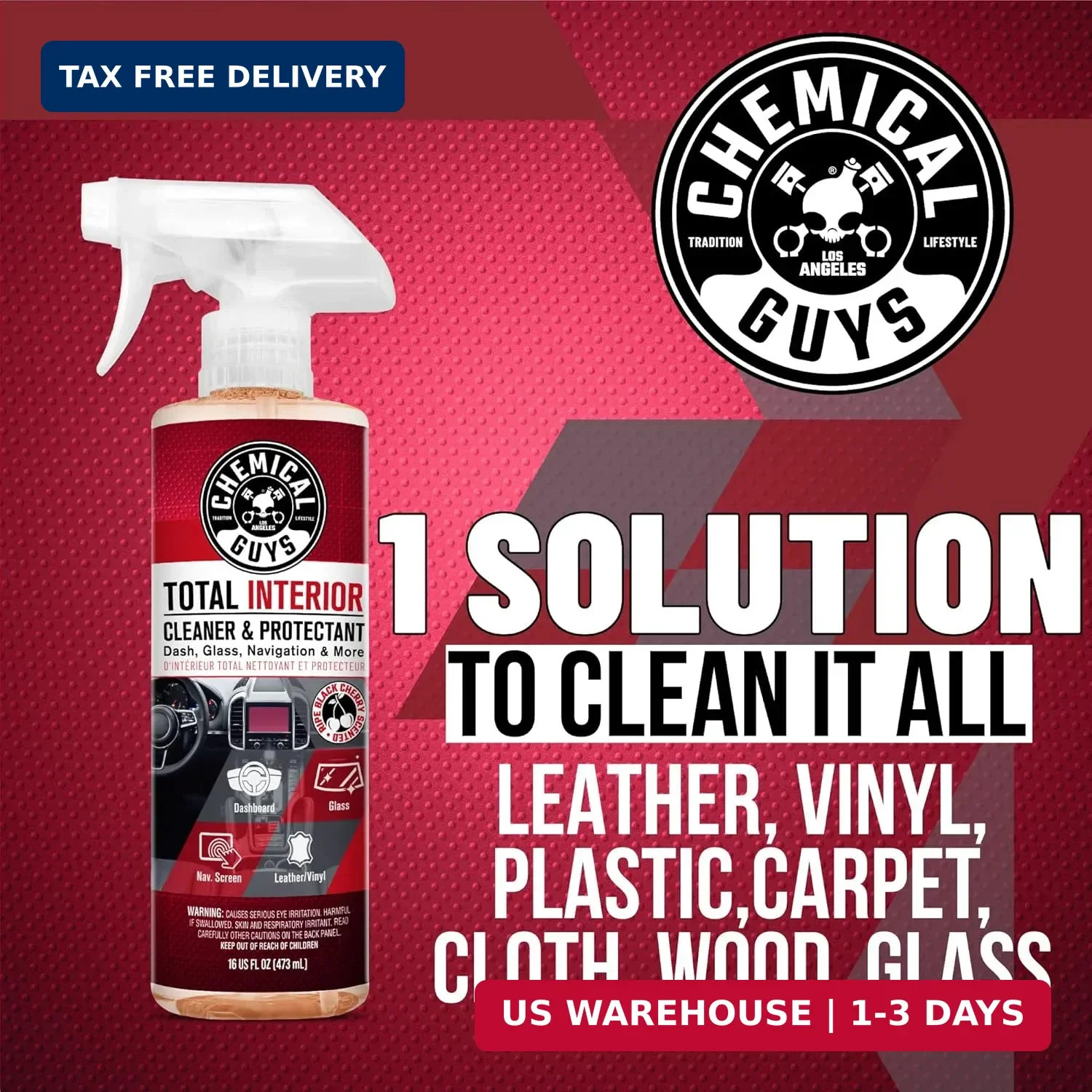 Chemical Guys, Total Interior Cleaner & Protectant, Black Cherry, 16 oz | Cleans