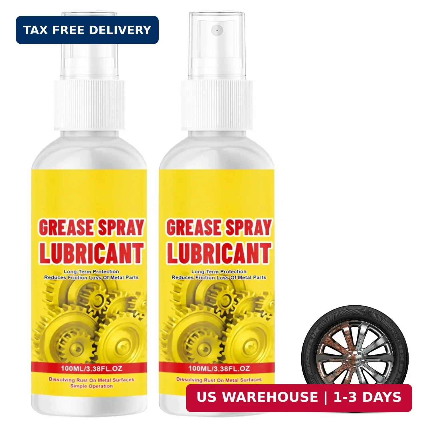 2Pcs Anti-Rust Lubricant Spray & Rust Remover, Rust Remover Spray for Metal