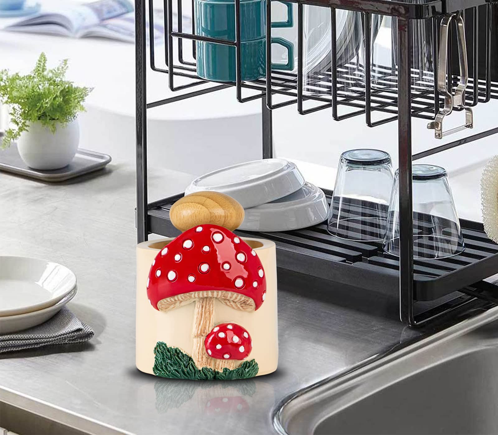 Mushroom Dish Brush Holder And Dish Scrubber Dish Brush And Holder Set Dish S…