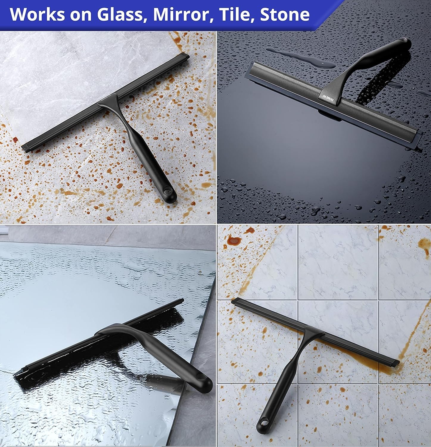 Heavy Duty 12-Inch Matte Black Shower Squeegee – Perfect for Windows & Glass