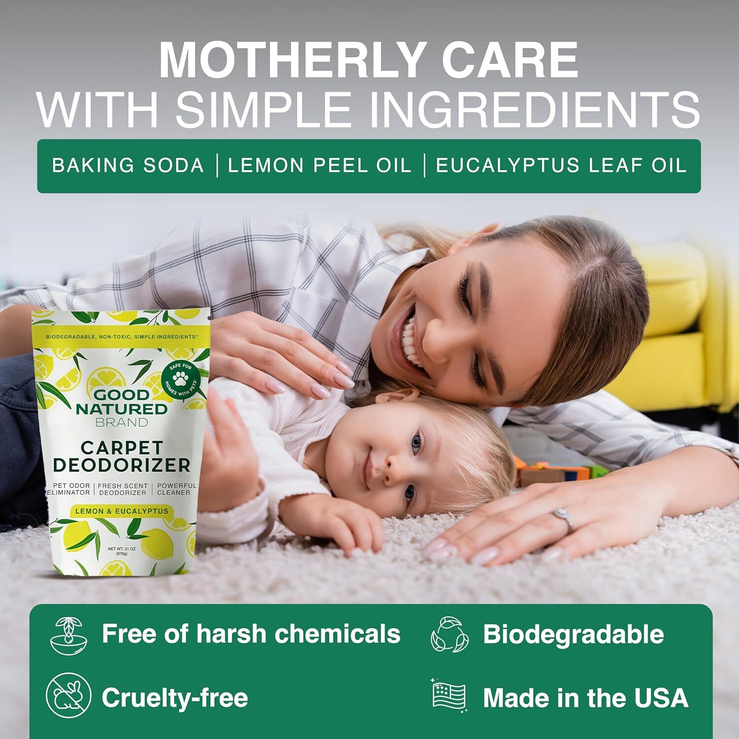 Good Natured Carpet Deodorizer 31oz – Pet Odor Eliminator, Lemon Eucalyptus