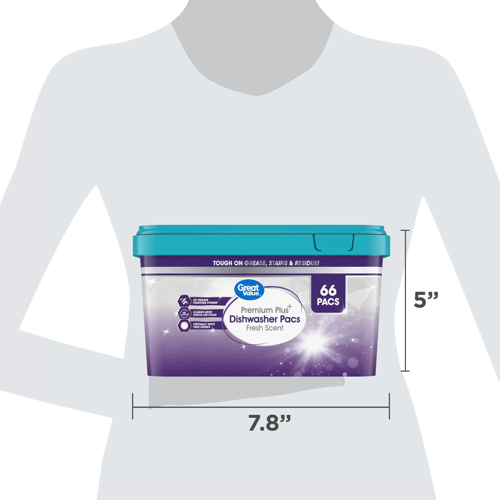 Premium Plus Dishwasher Pacs, Fresh Scent, 66 Count