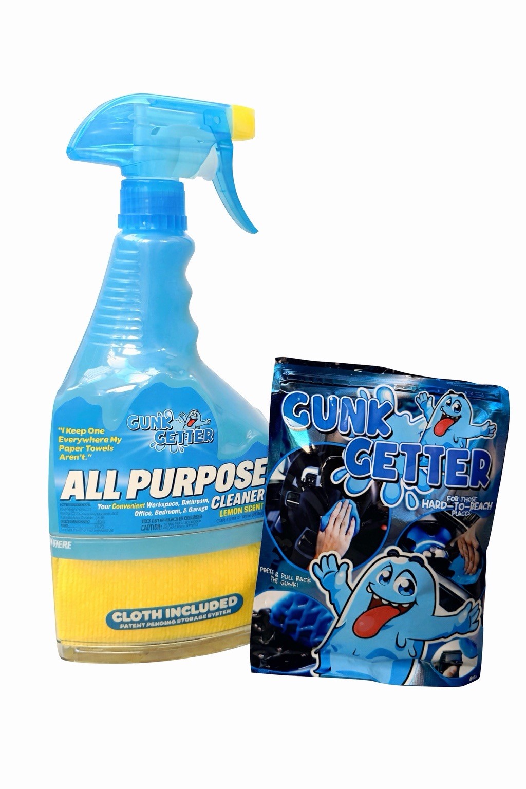 Gunk Getter All-Purpose Cleaner Spray Lemon Scent with Cloth Included.