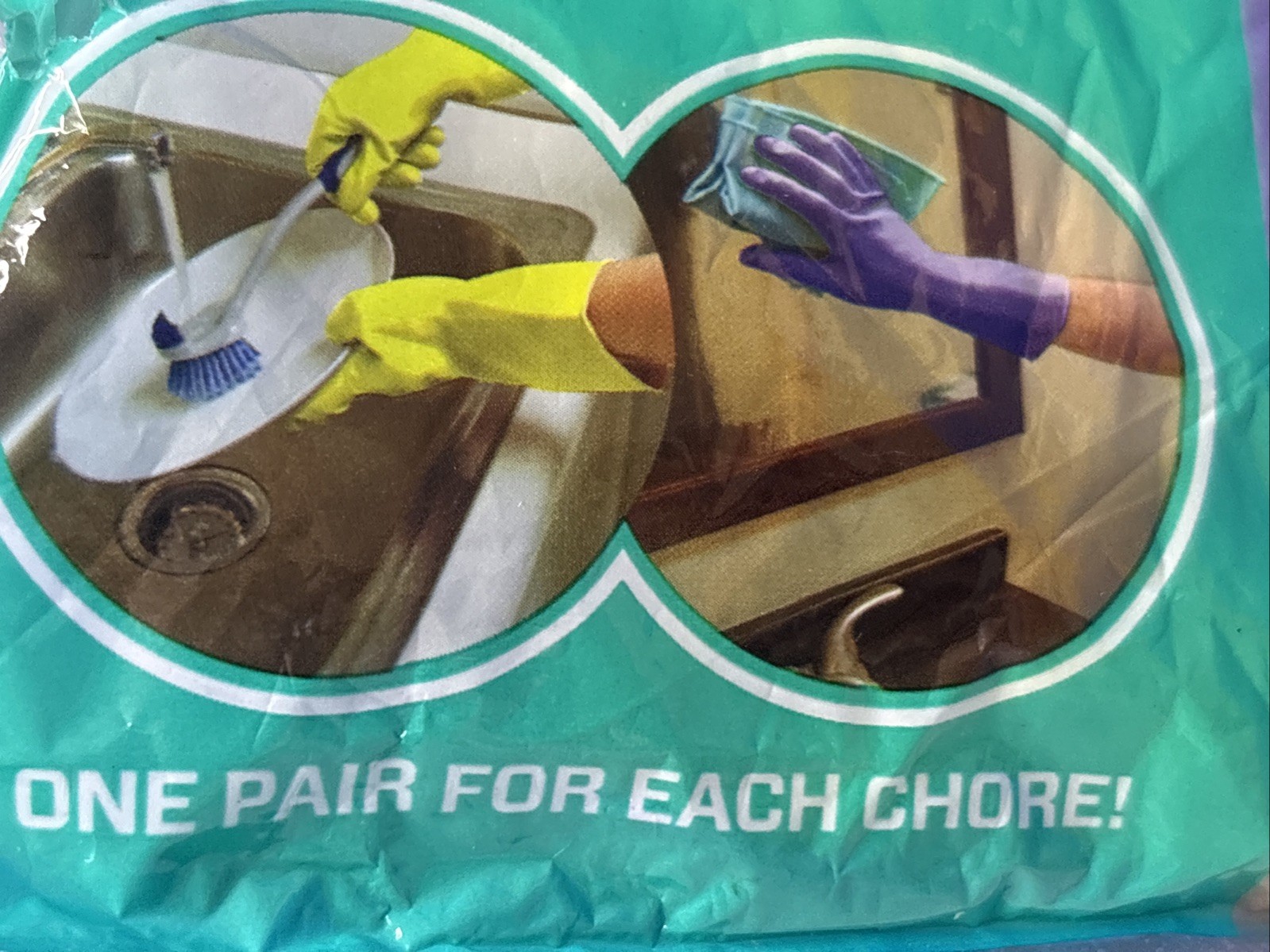 2 pair Mr Clean Natural Latex Dish Washing Gloves sz Large Cotton Flock Lining