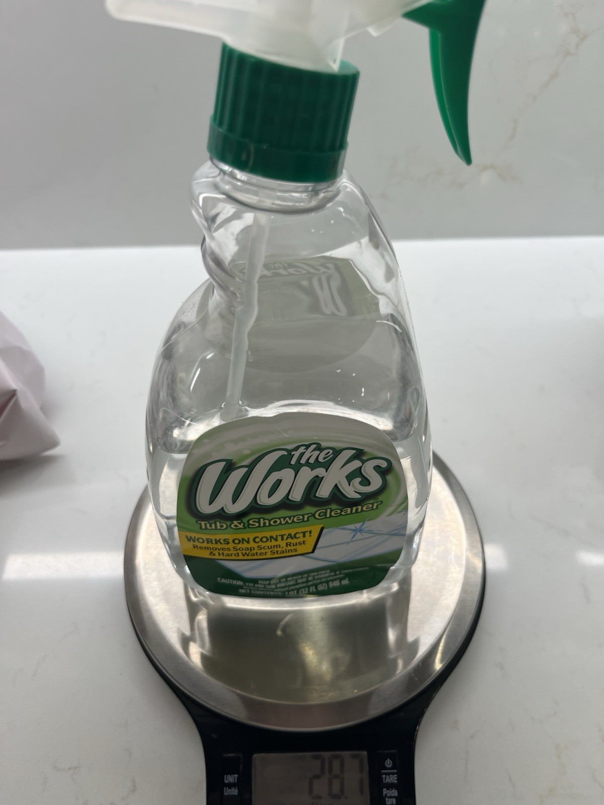 2x The Works TUB & SHOWER Cleaner SPRAY 32oz Soap Scum Rust Trigger 28 oz 30 oz