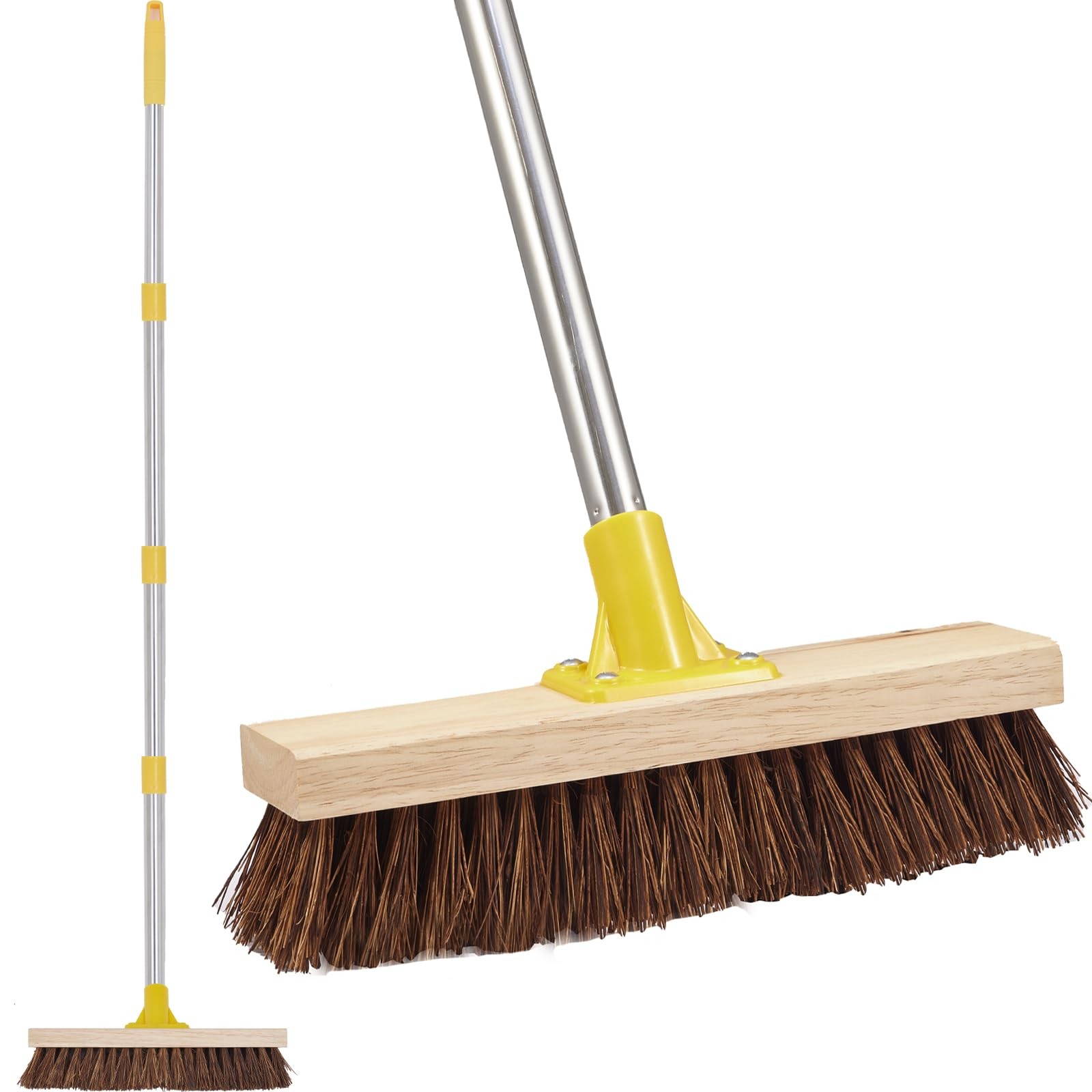 Floor Scrub Brush With Long Handle 60″ Heavy Duty Deck Brush With Stiff Natural