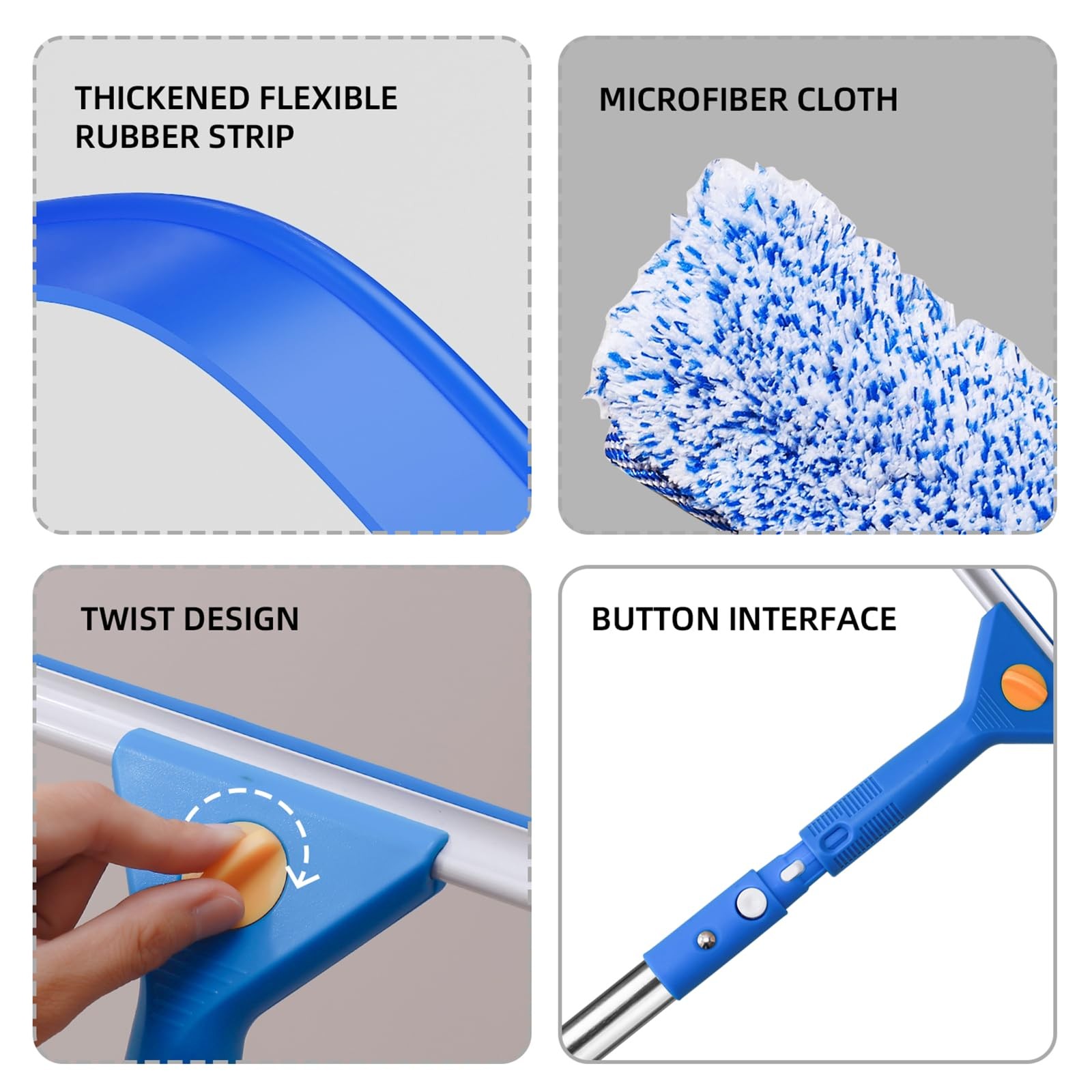 Professional Window Cleaning kit, 2-in-1 Window Squeegee with 122″ Extension …