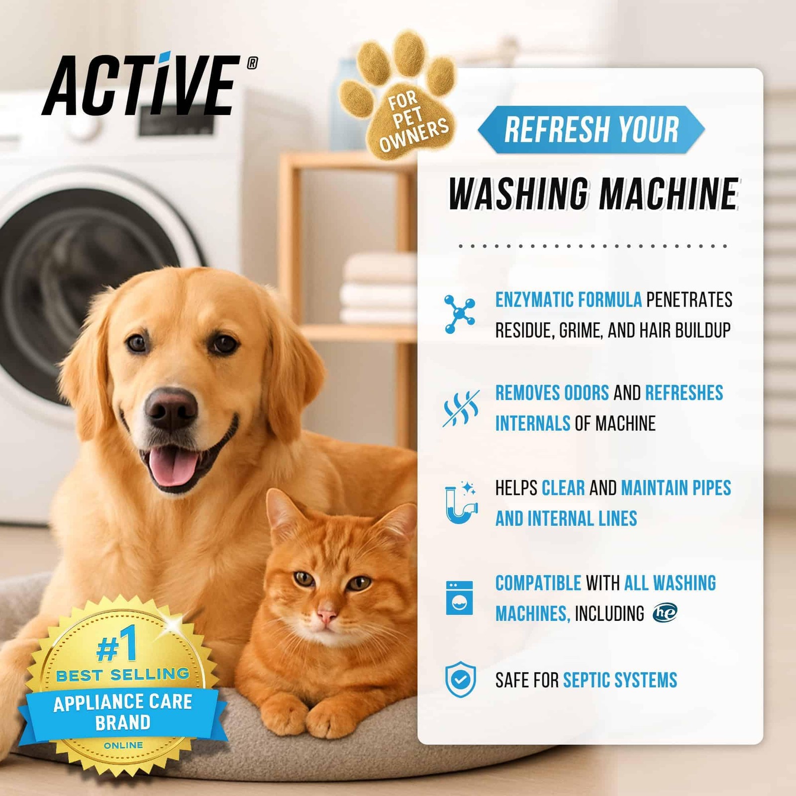Washing Machine Cleaner for Pet Owners Enzymatic Deep Clean Descaler for Cat …