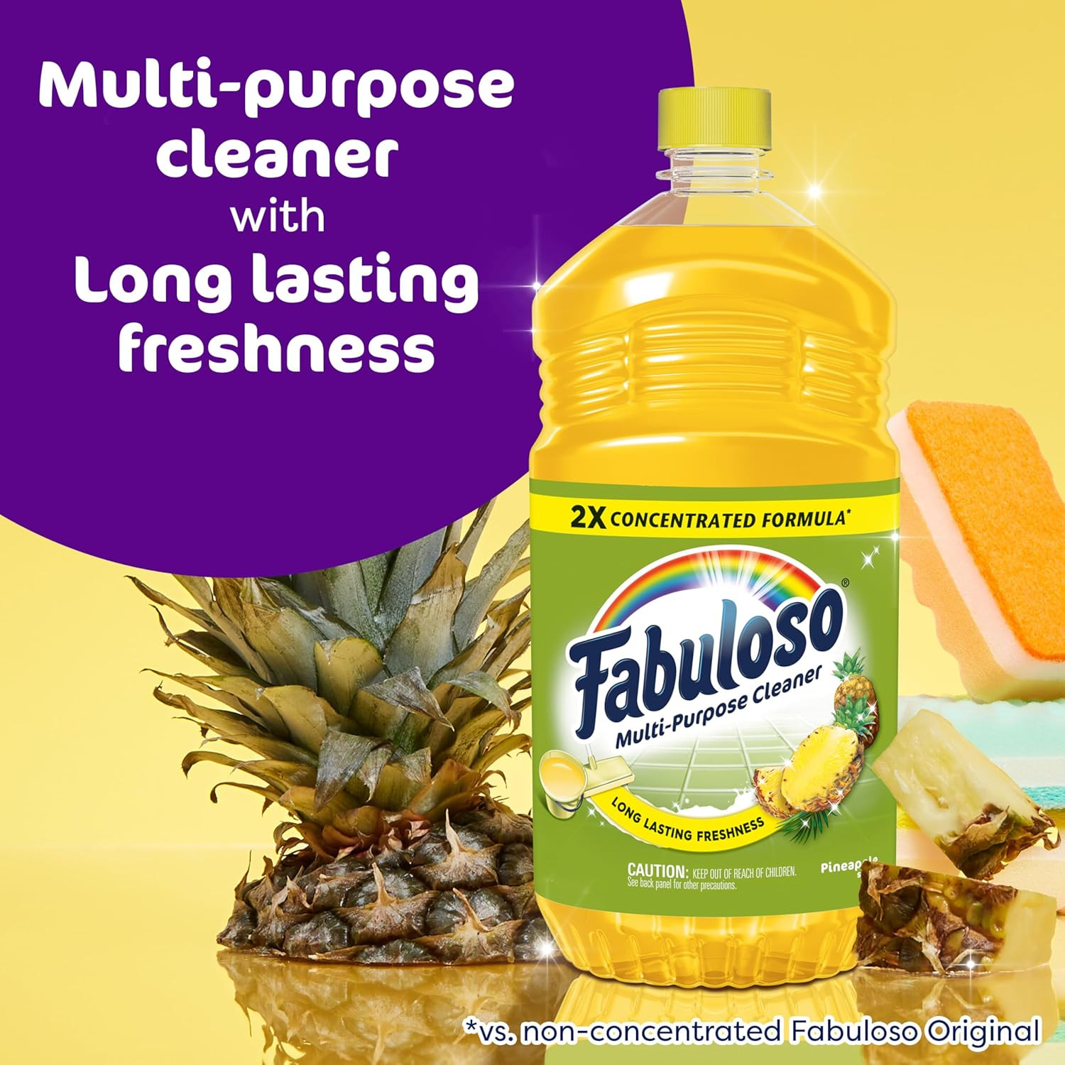Multi-Purpose Cleaner, 2X Concentrated Formula, Floor Cleaner, Pineapple Scent,