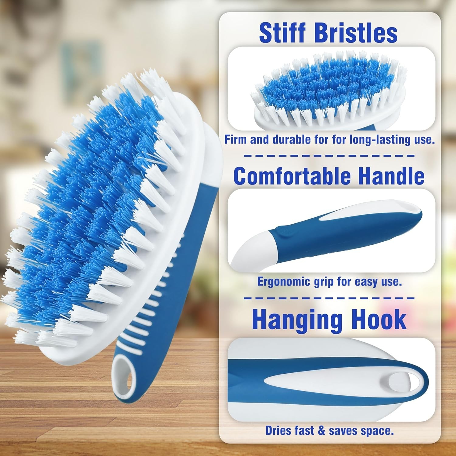 Scrub Brush, 2 Pack Household Cleaning Brushes with Stiff Bristles, Scrubbing Br