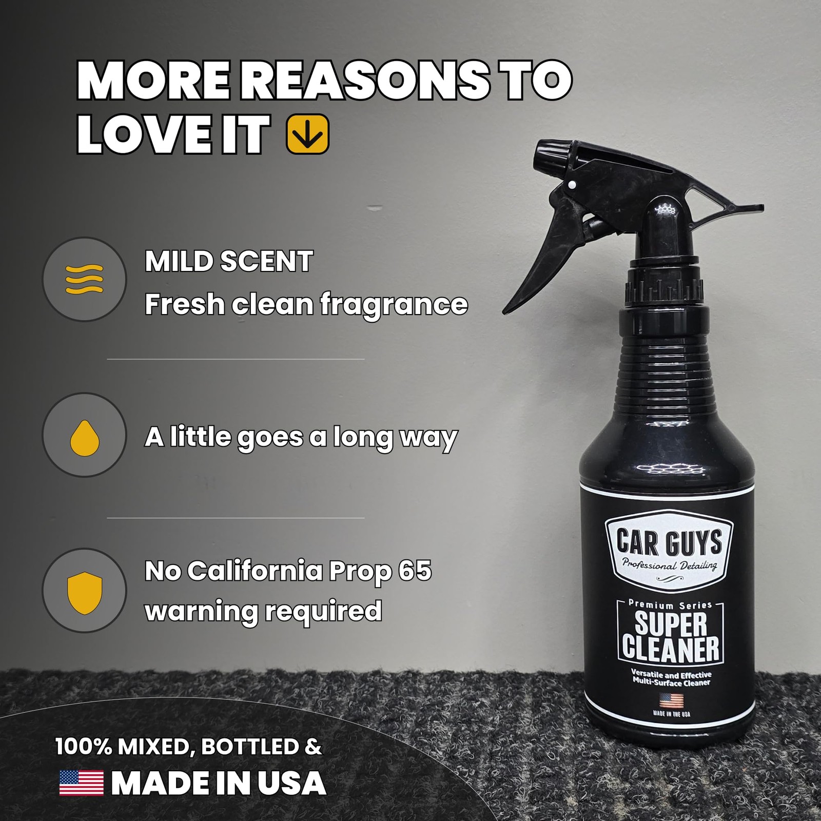Interior Car Cleaner 18 Oz for Leather, Upholstery, Carpet – Tough Stain Remover