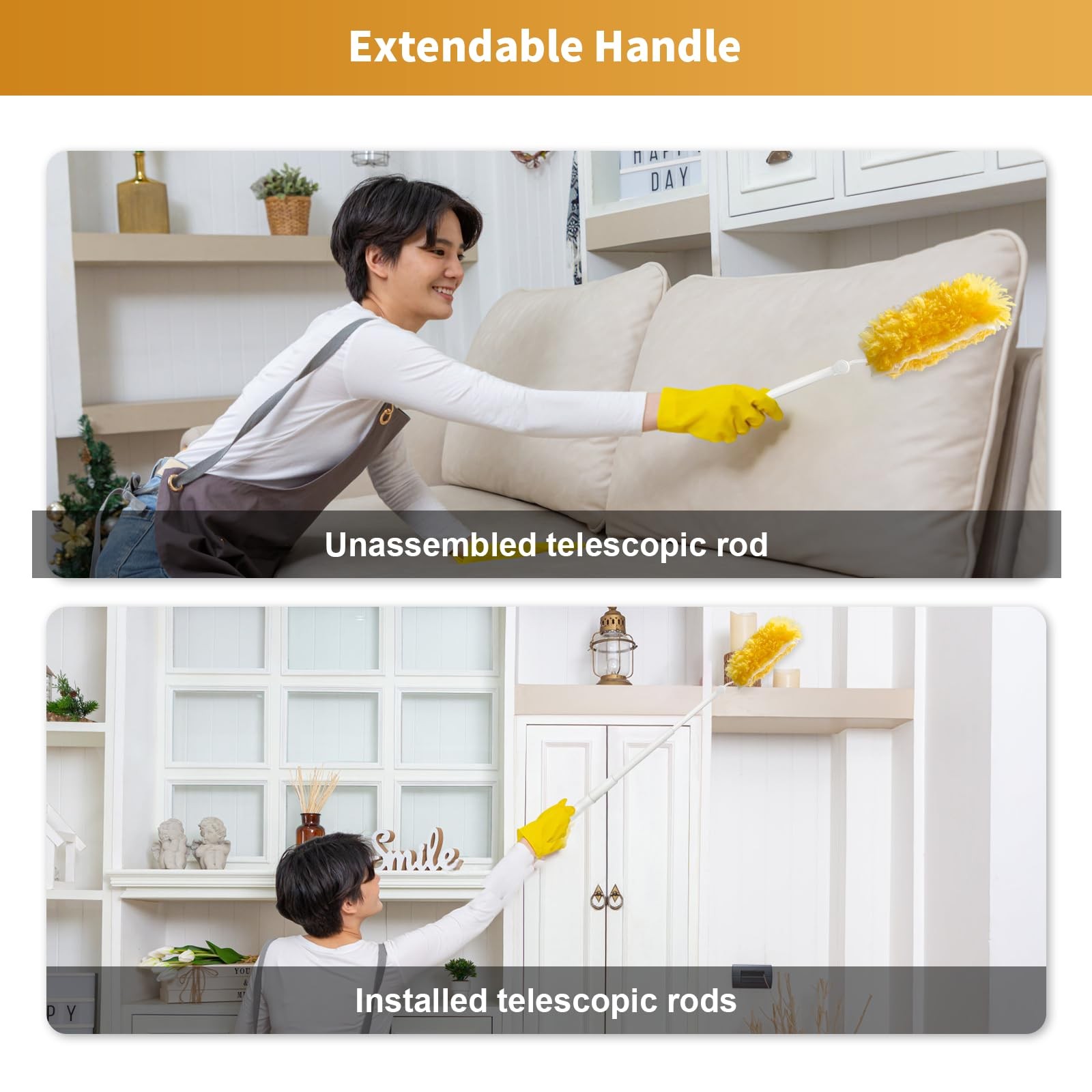 50 Pack Duster Refill with 1 Extendable Handle, 360 Heavy Duty Duster Kit wit…