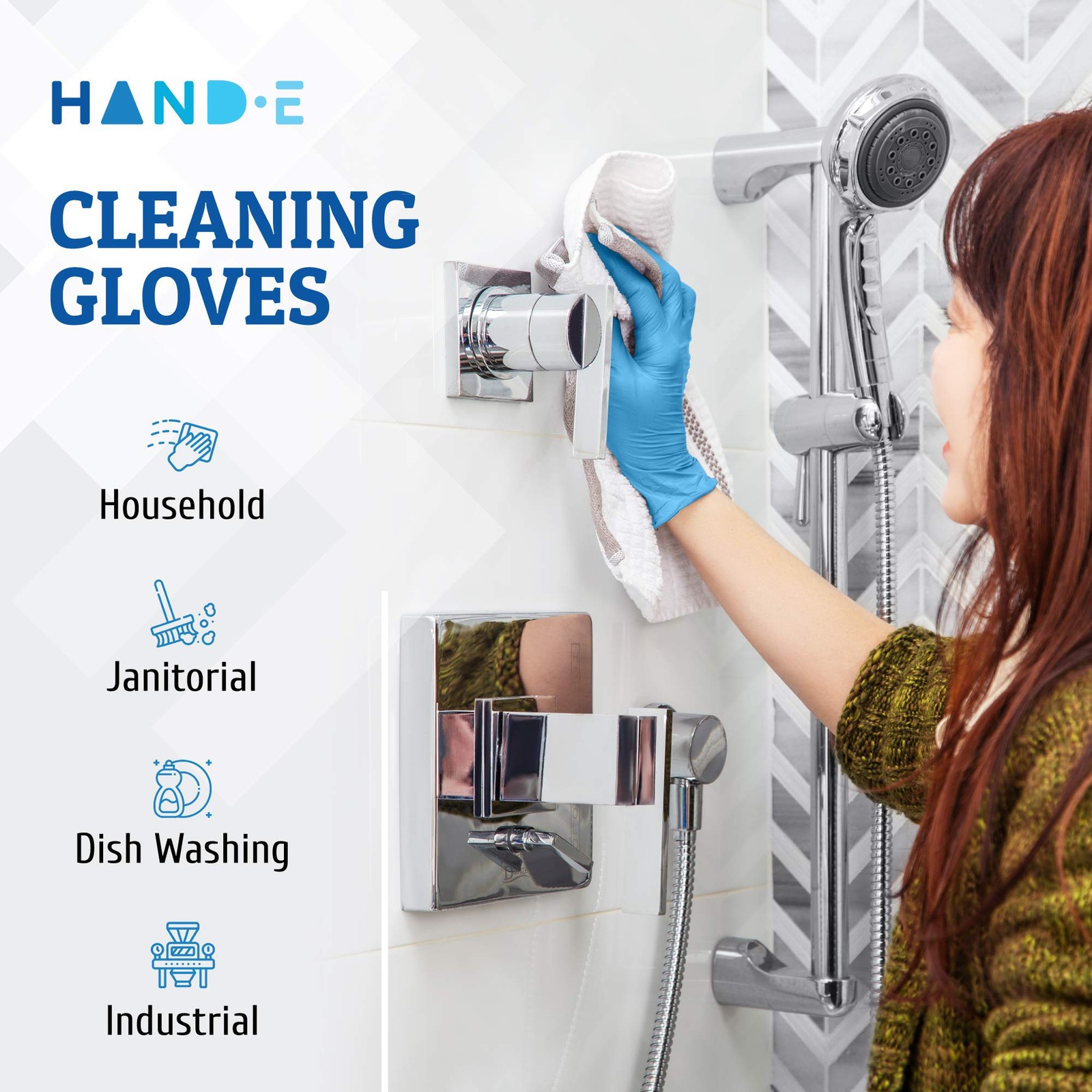 Hand-E Touch Blue Nitrile Disposable Gloves Medium (Pack of 1),