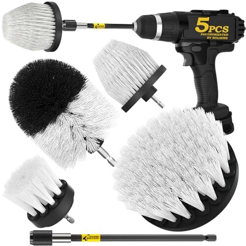 5 Pack Drill Brush Attachment Set for Grout Floor Tub Shower Tile Bathroom