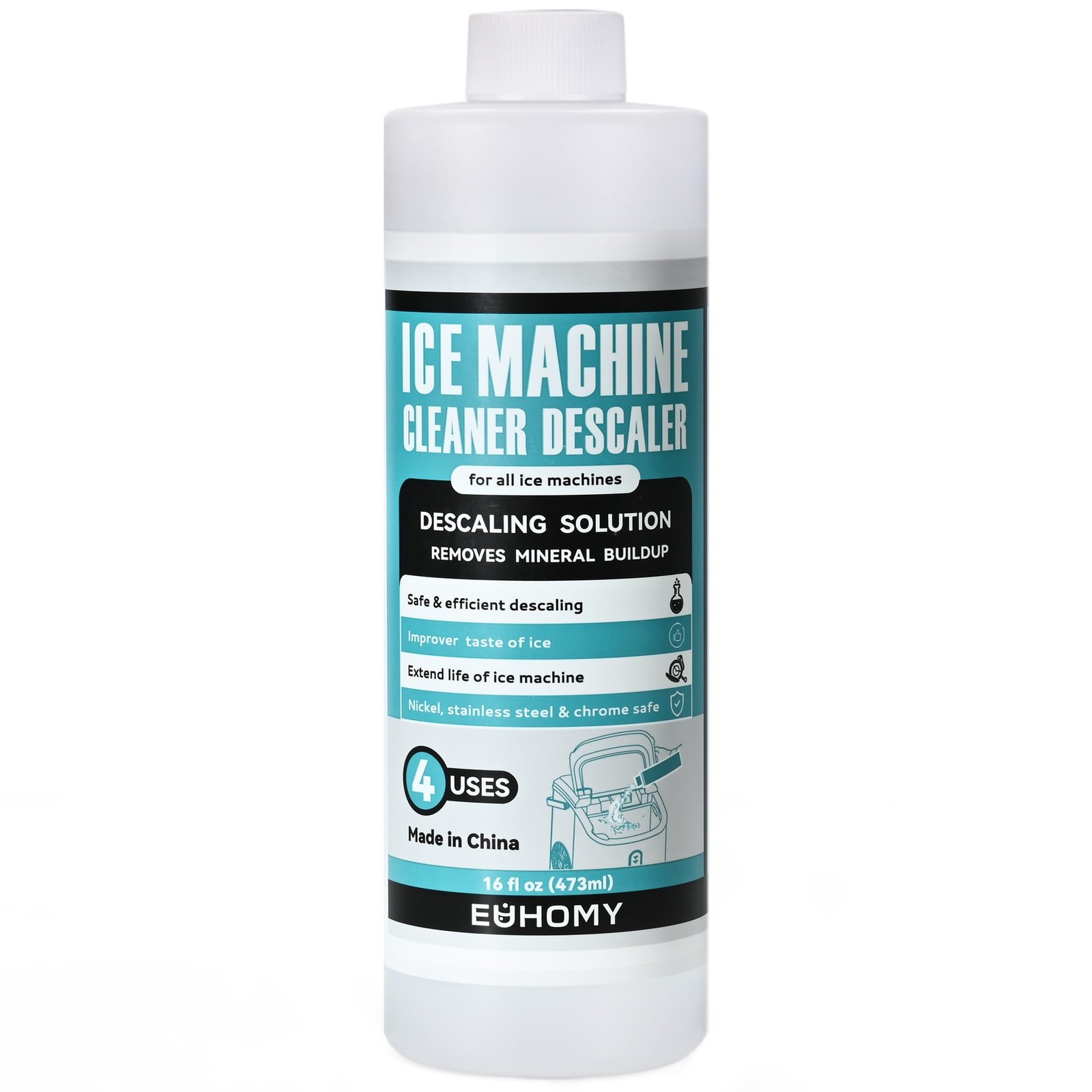 Ice Machine Cleaner Descaler, 16 Fl OZ Ice Maker Cleaner (4 Uses Per Bottle),…