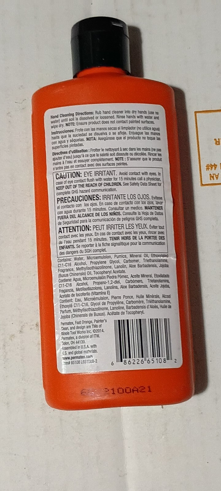 Fast Orange Hand Cleaner 7.5 Oz infused with Microgel
