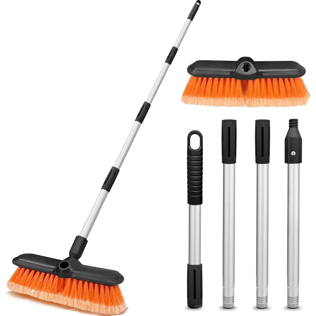 Car Wash Dip Soft Brush W/ Extension Aluminum Alloy Pole No Scratch 10″ 65″