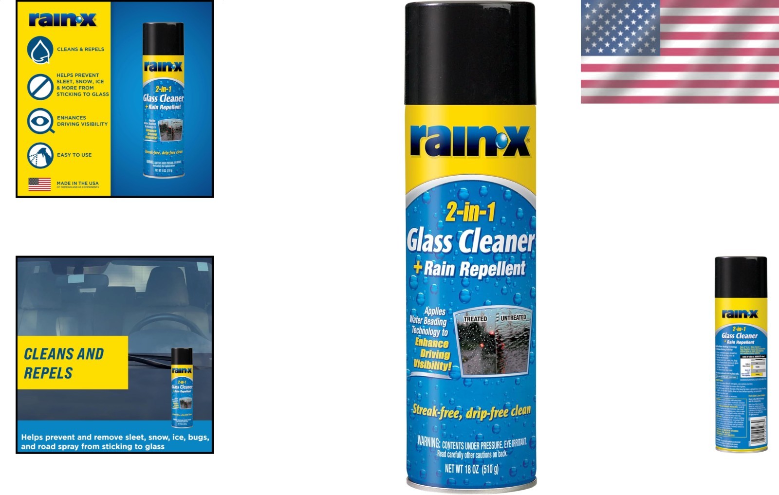 Automotive Glass Cleaner Plus Rain Repellent 18oz Streak Free Formula