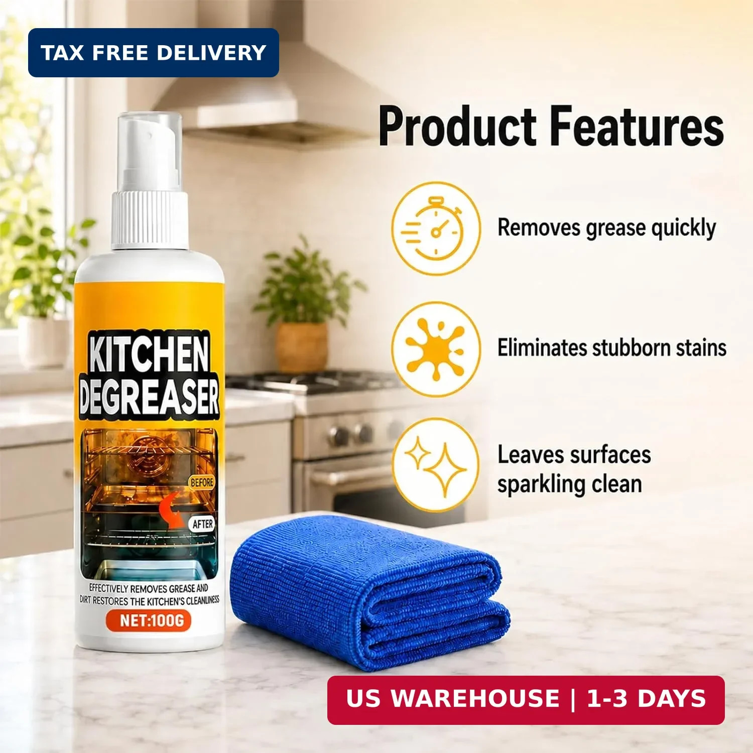 Kitchen Degreaser Spray, BBQ Grill Cleaner Spray, Heavy Duty Degreaser Spray For