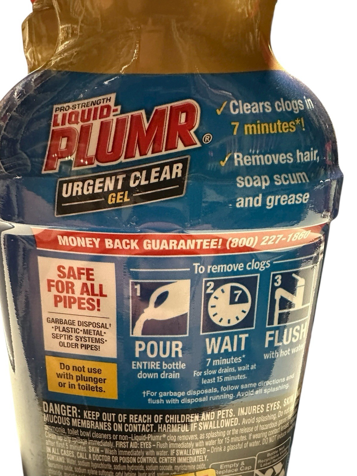 3 x Liquid-Plumr Industrial Strength Urgent Clear, Liquid Drain Cleaner, 17 Oz
