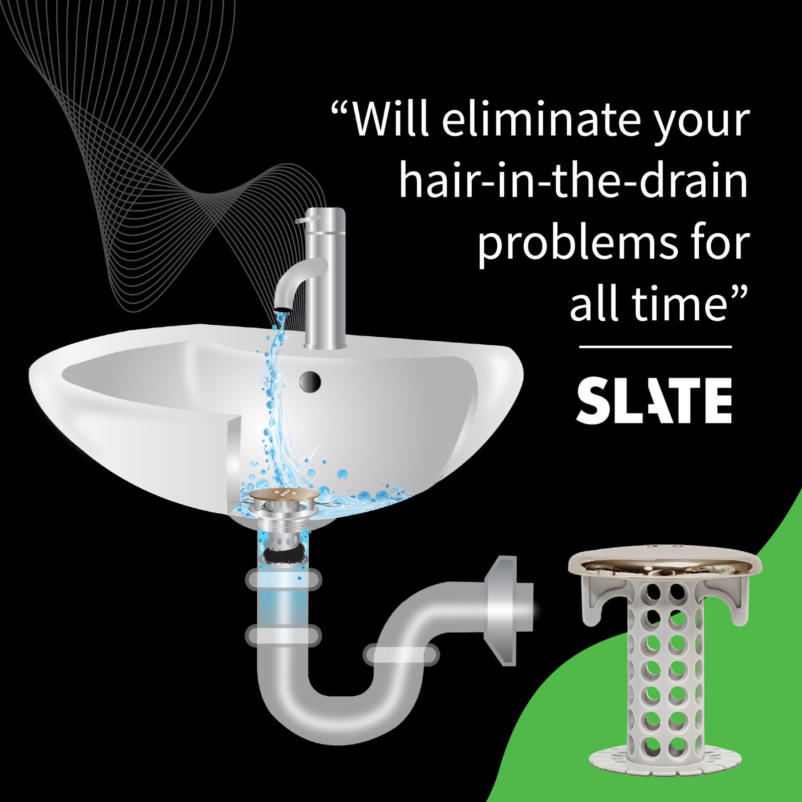 SinkShroom Nickel Award-Winning Drain Protector Hair Catcher Snare by TubShroom