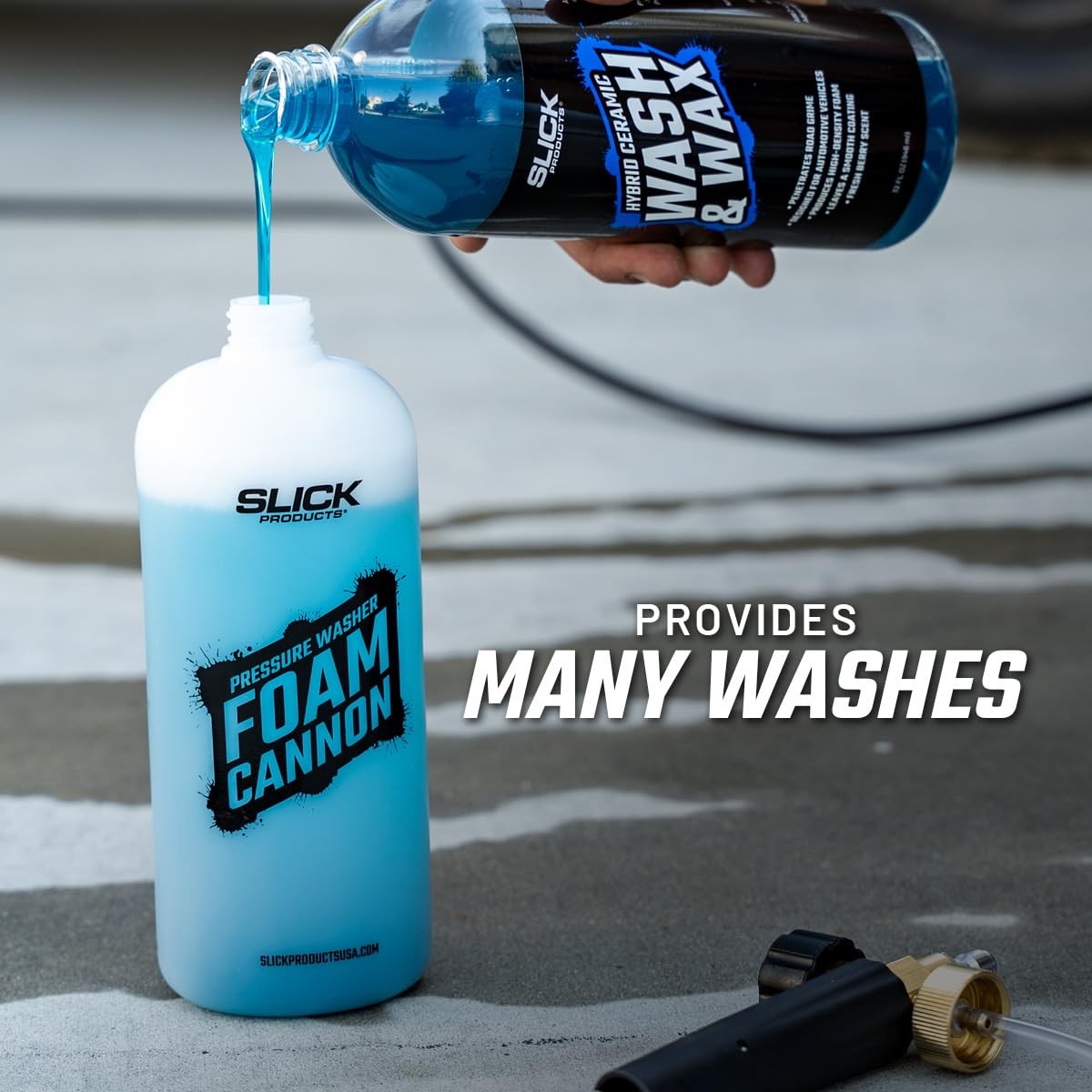 Slick Products Wash & Wax 64 oz. + Pressure Washer Foam Cannon Bundle – Super…