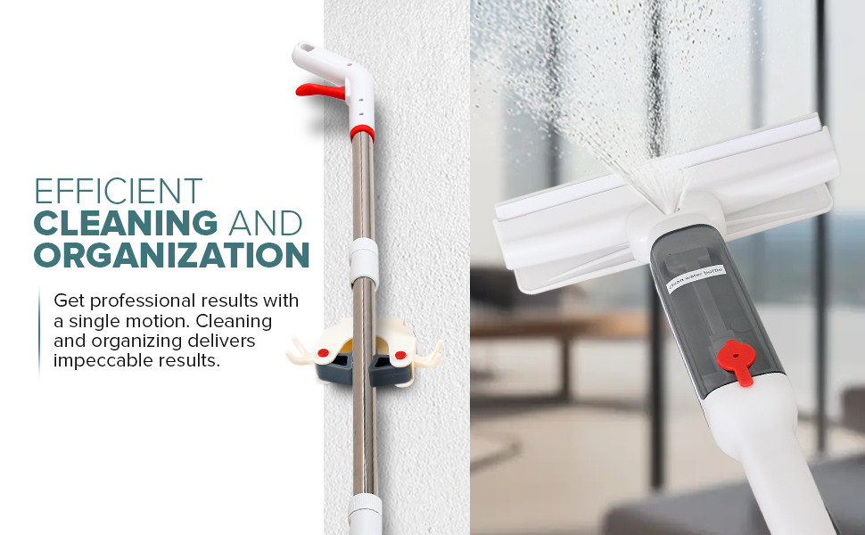 Window Cleaner with Front and Rear Cleaners + Expandable Sprayer – Window Vacuum
