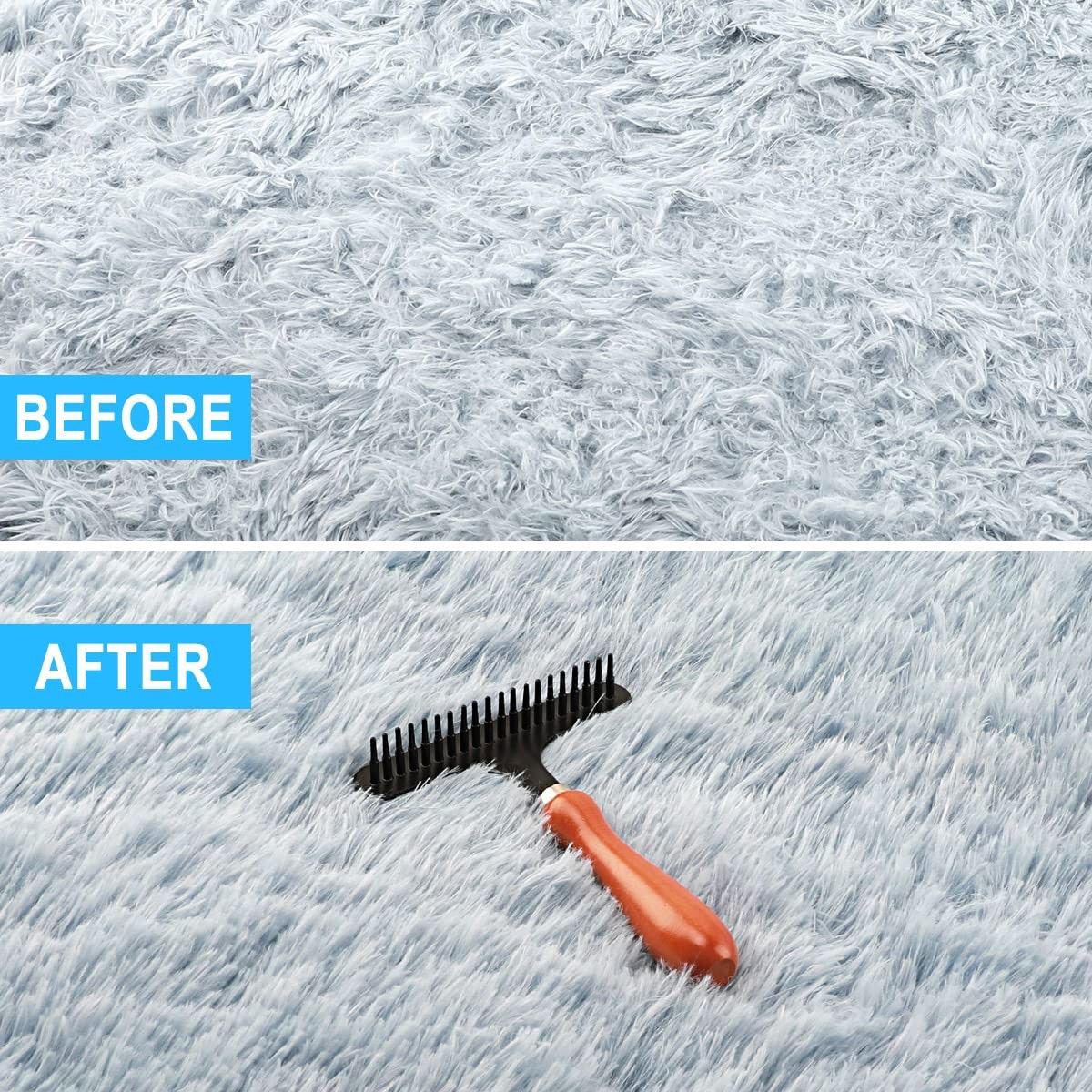 Carpet Rake for Shag Rug Grooming and Hair Removal – 4.3 Inch Width