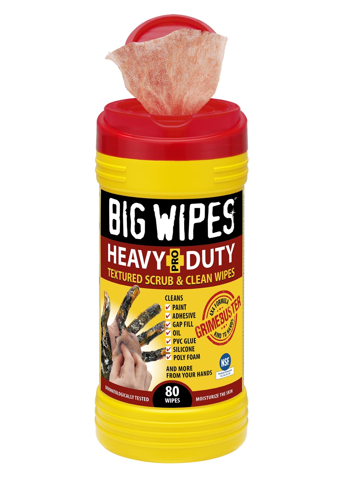 Heavy Duty Industrial Textured Scrubbing Wipes 80 Count pack Of 1 Heavyduty