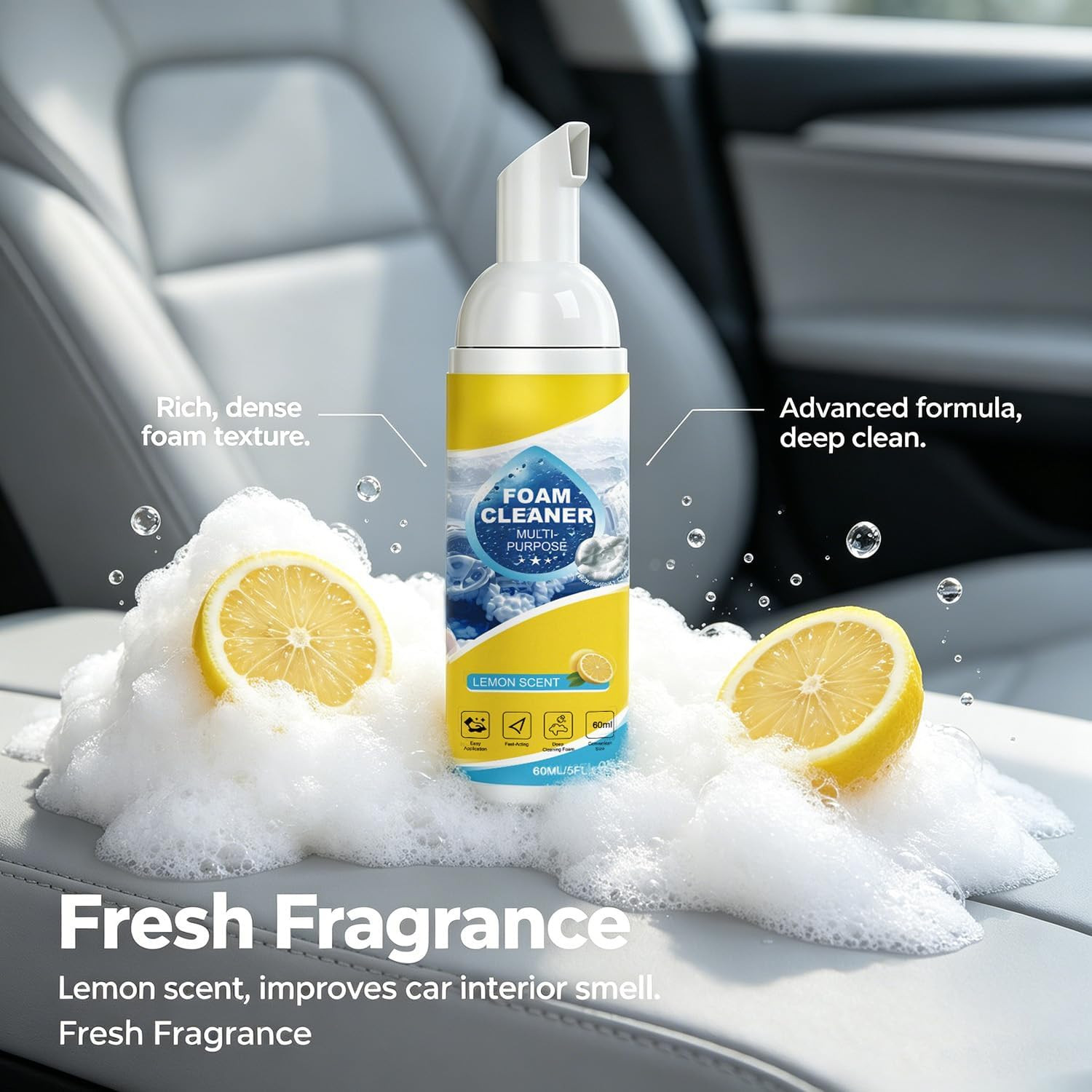 4-In-1 Multi-Enzyme Foam Cleaner, Multipurpose Car Interior Foam Cleaners for Ca
