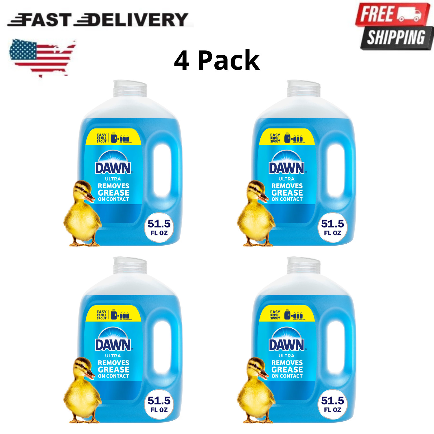 (4 Pack) Dawn Ultra Refill Jug Dish Soap Original, 51.5oz