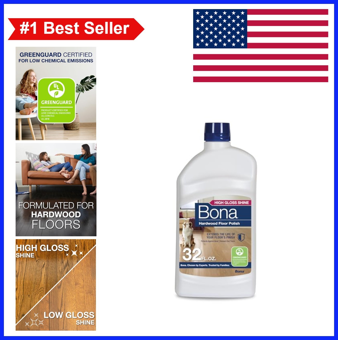Hardwood Floor Polish 32 oz High Gloss Shine Micro Scratch Filler Protective