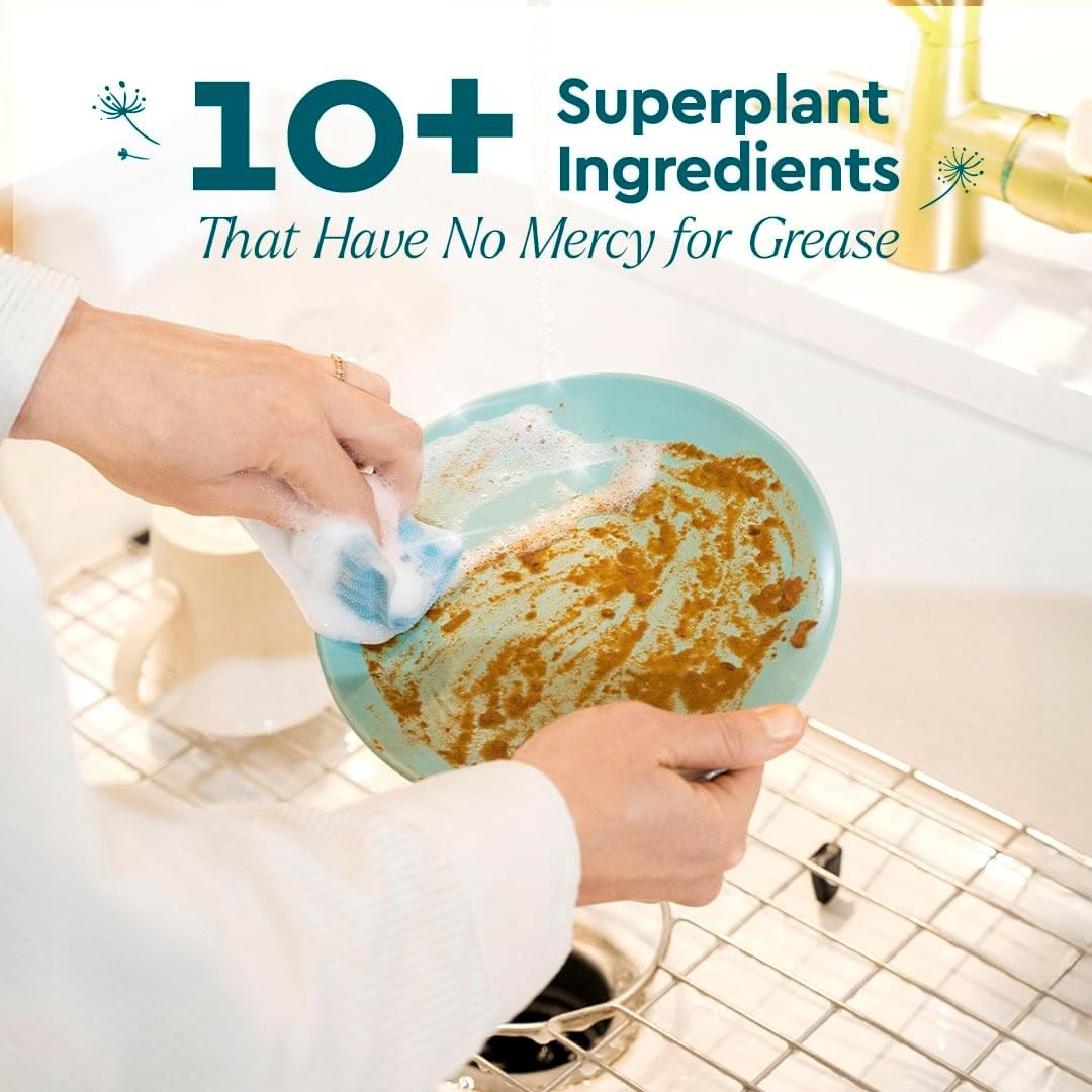 Natural Dish Soap Skin-Softening Plant-Based Dishwashing Soap Non-Toxic Dish