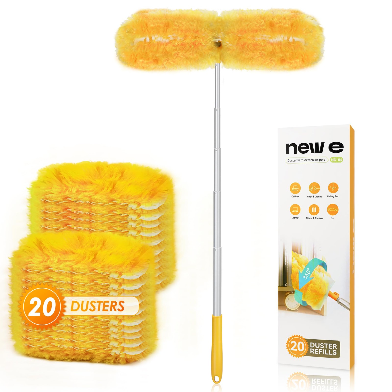 Dusters for Cleaning with 20 Refills for Flash Extendable Handle Heavy Duty