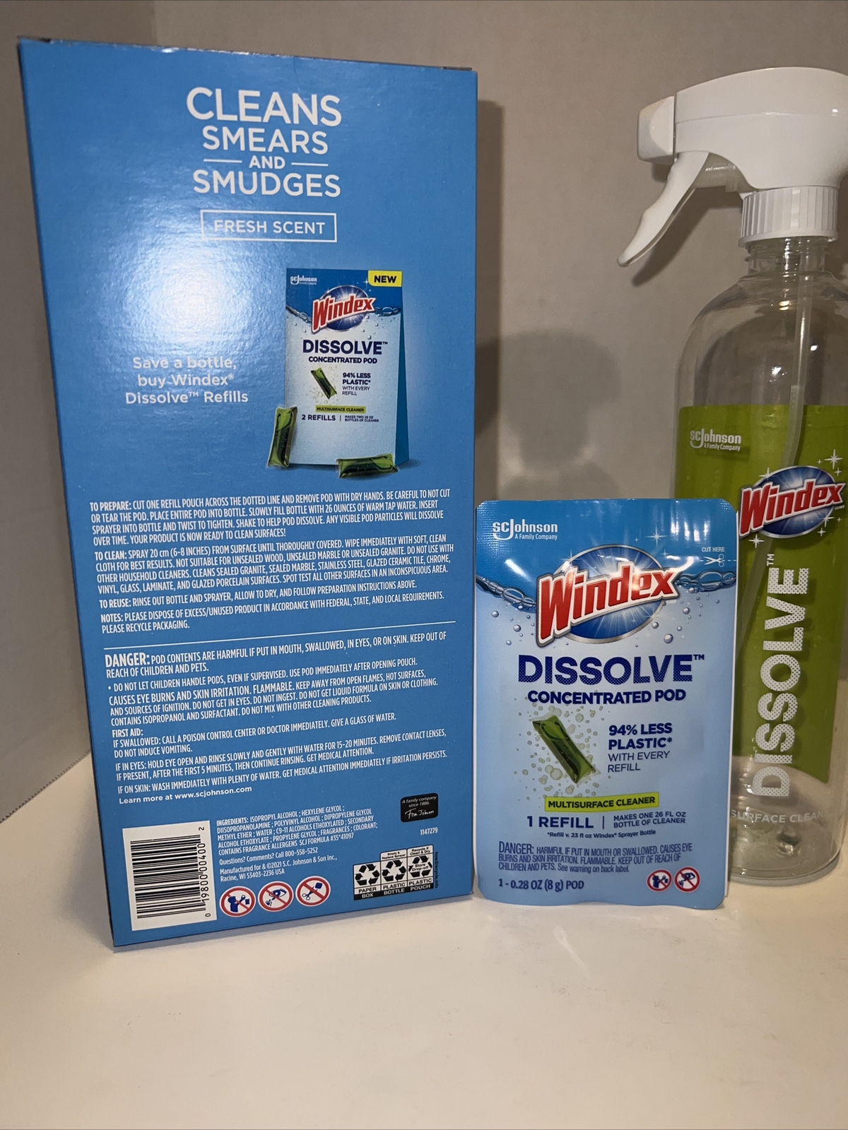 Windex Dissolve Concentrated Pods, Multi surface Starter Kit W/ 1 Pod-*Free~ship