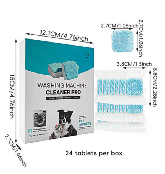 24 Pack • Washing Machine Cleaner Tablets • Deep Cleaning Descaler • Front & Top