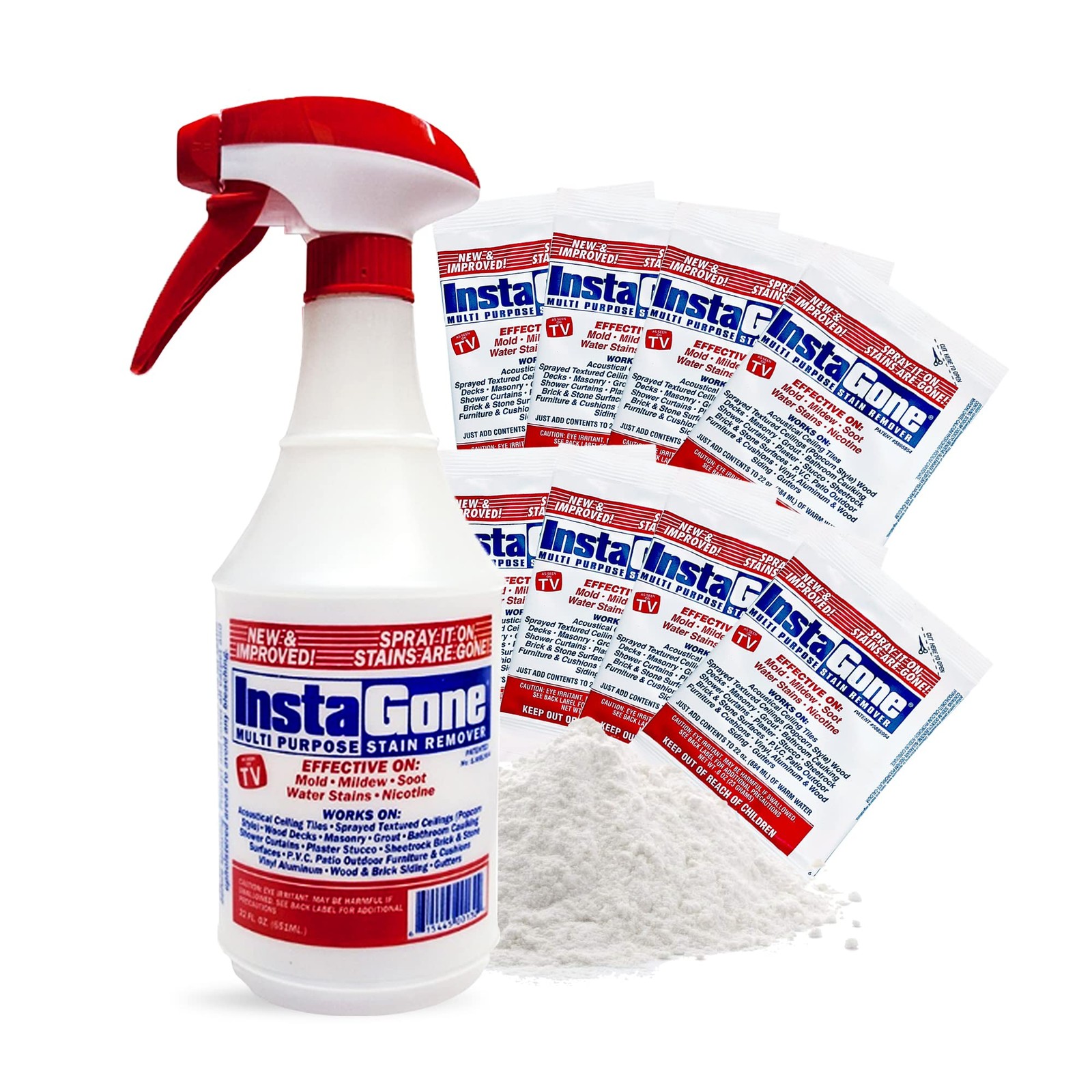 Stain Remover 8 Refill Pack 24oz Spray Bottle Just Add Water Indoor Outdoor