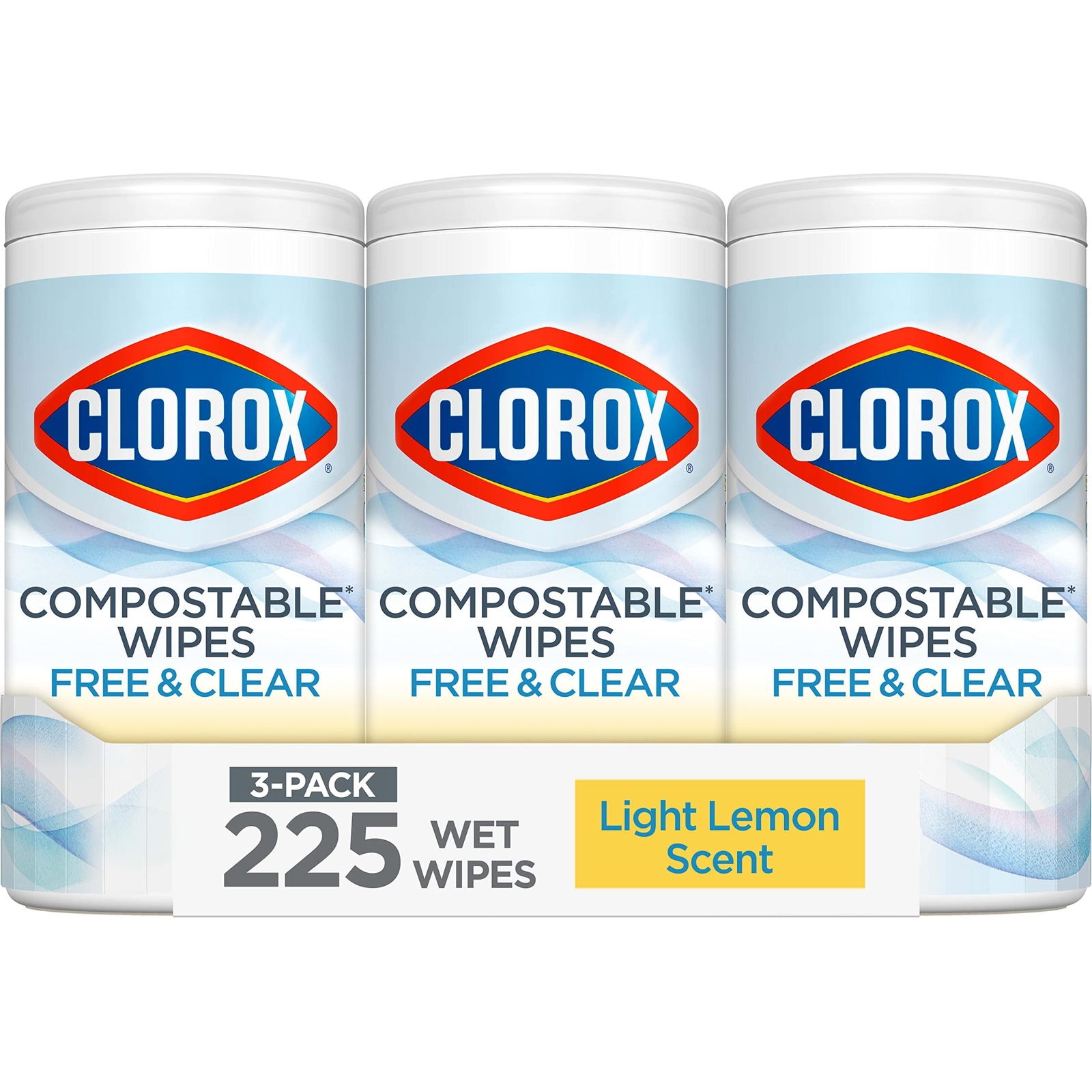 Clorox Free & Clear Compostable Cleaning Wipes, Light Lemon Scent, 75 Count, …