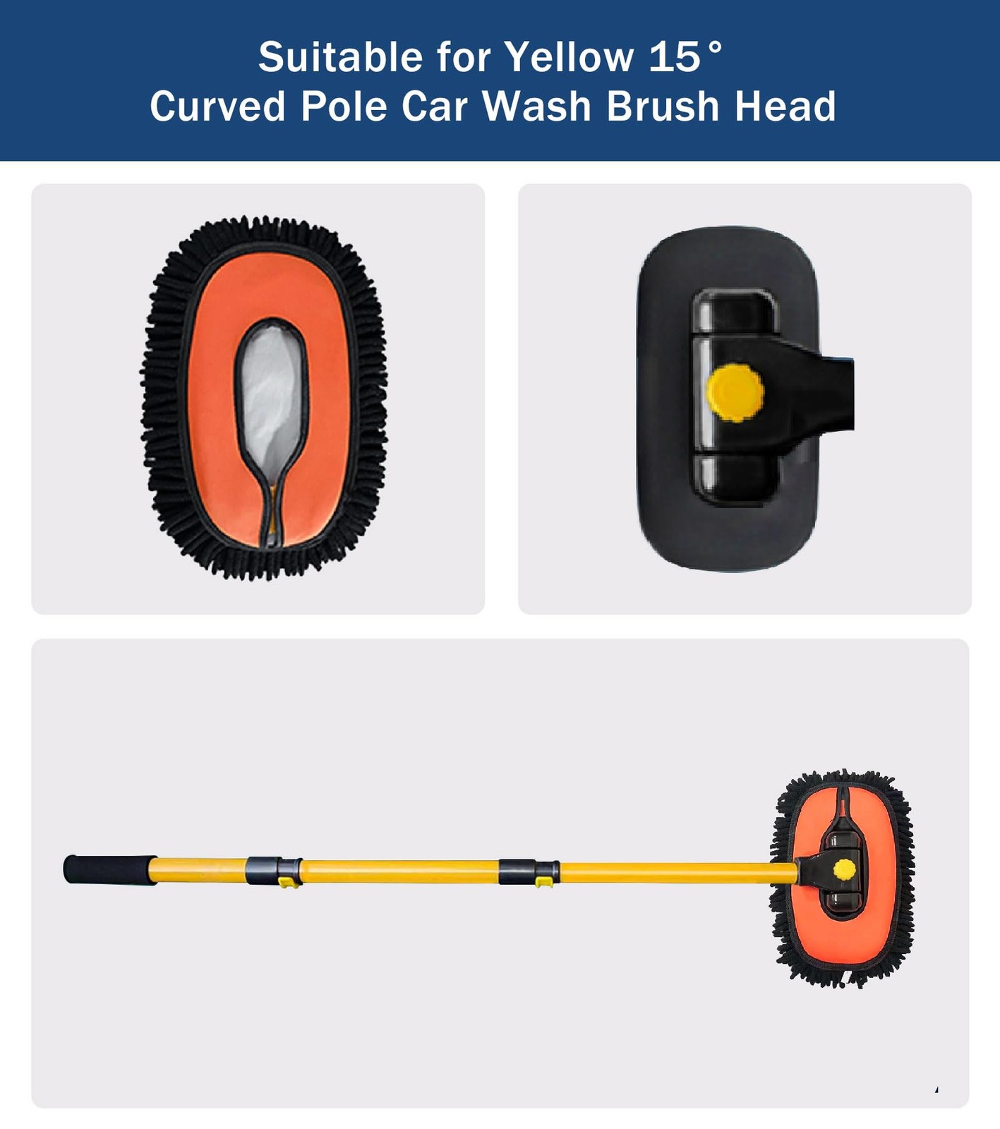 Car Wash Mop Head Replacement, Soft Microfiber Cover for 55″ Handle & Curved