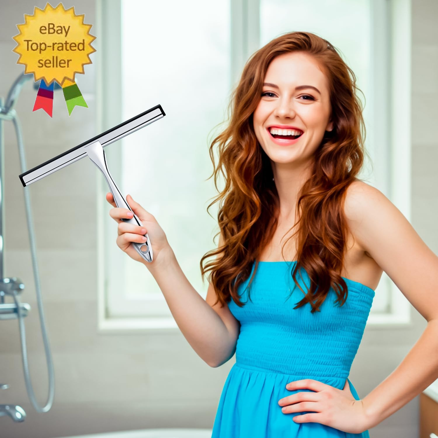 12-Inch All-Purpose Shower Squeegee for Shower Doors, Tile Shower Walls, Bathroo