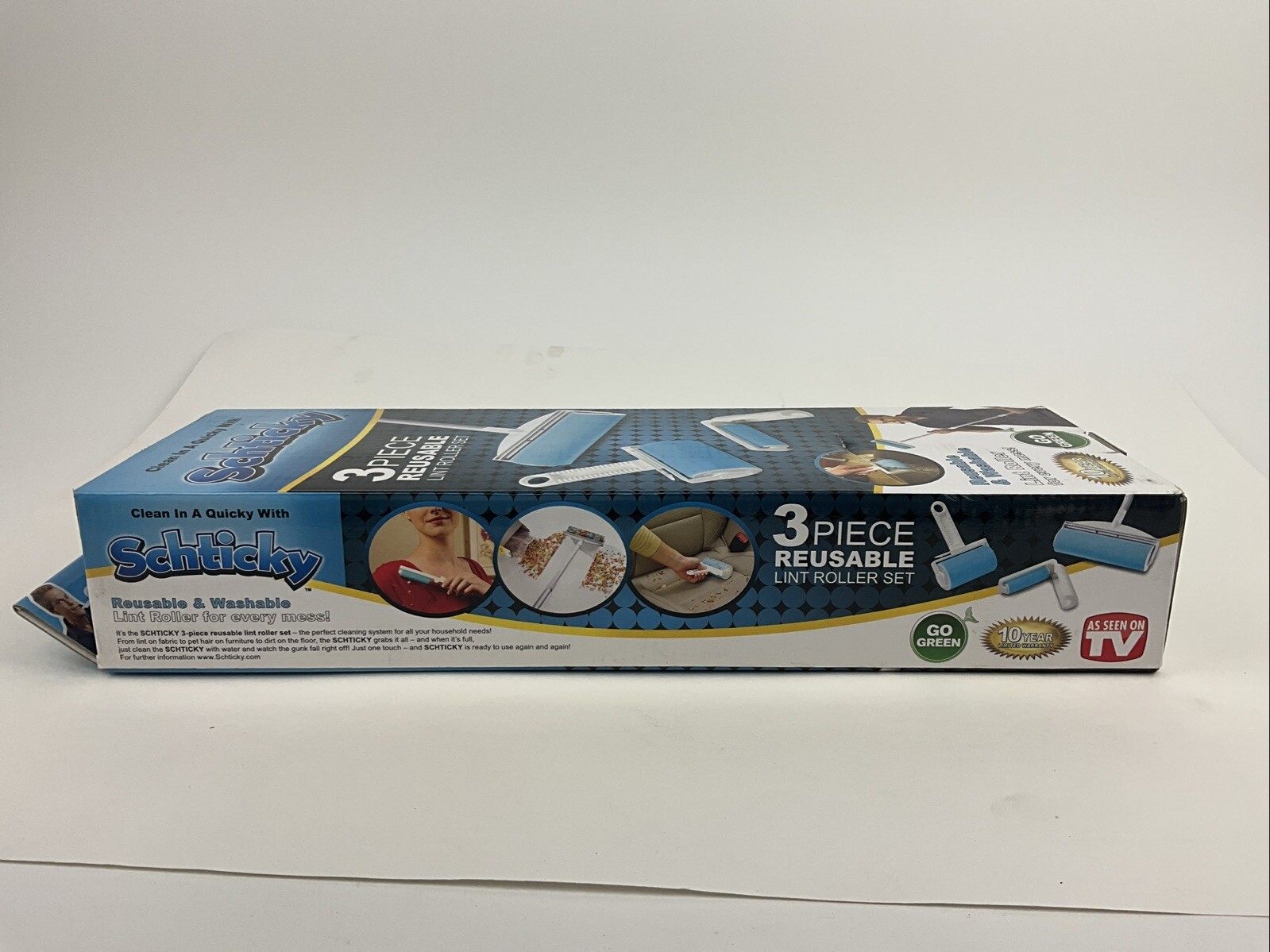SCHTICKY 3 Piece Set Reusable Washable Lint Roller Clothes Pets ~ As Seen On TV