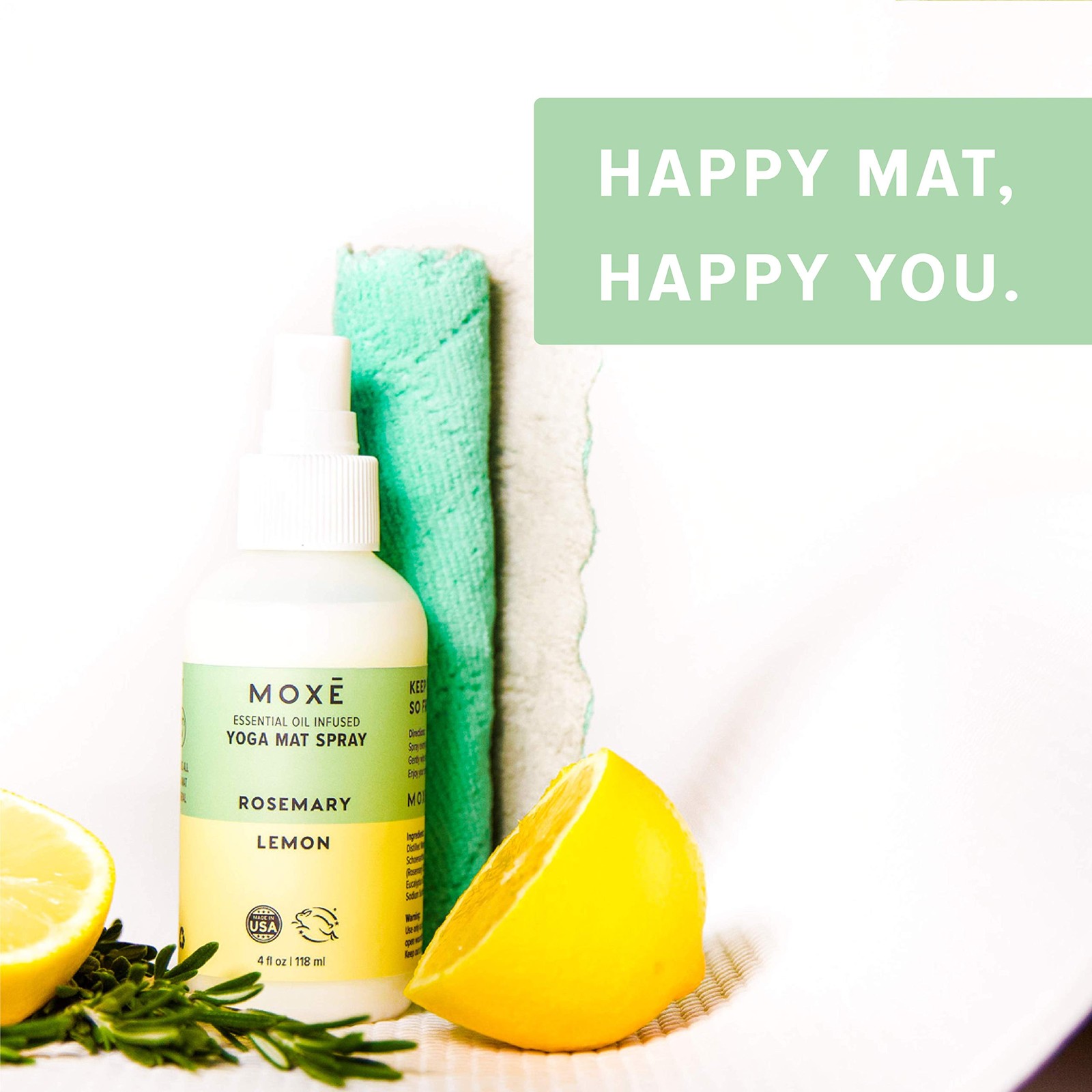 Yoga Mat Cleaner, Green America Certified, Rosemary and Lemon Essential Oils,…