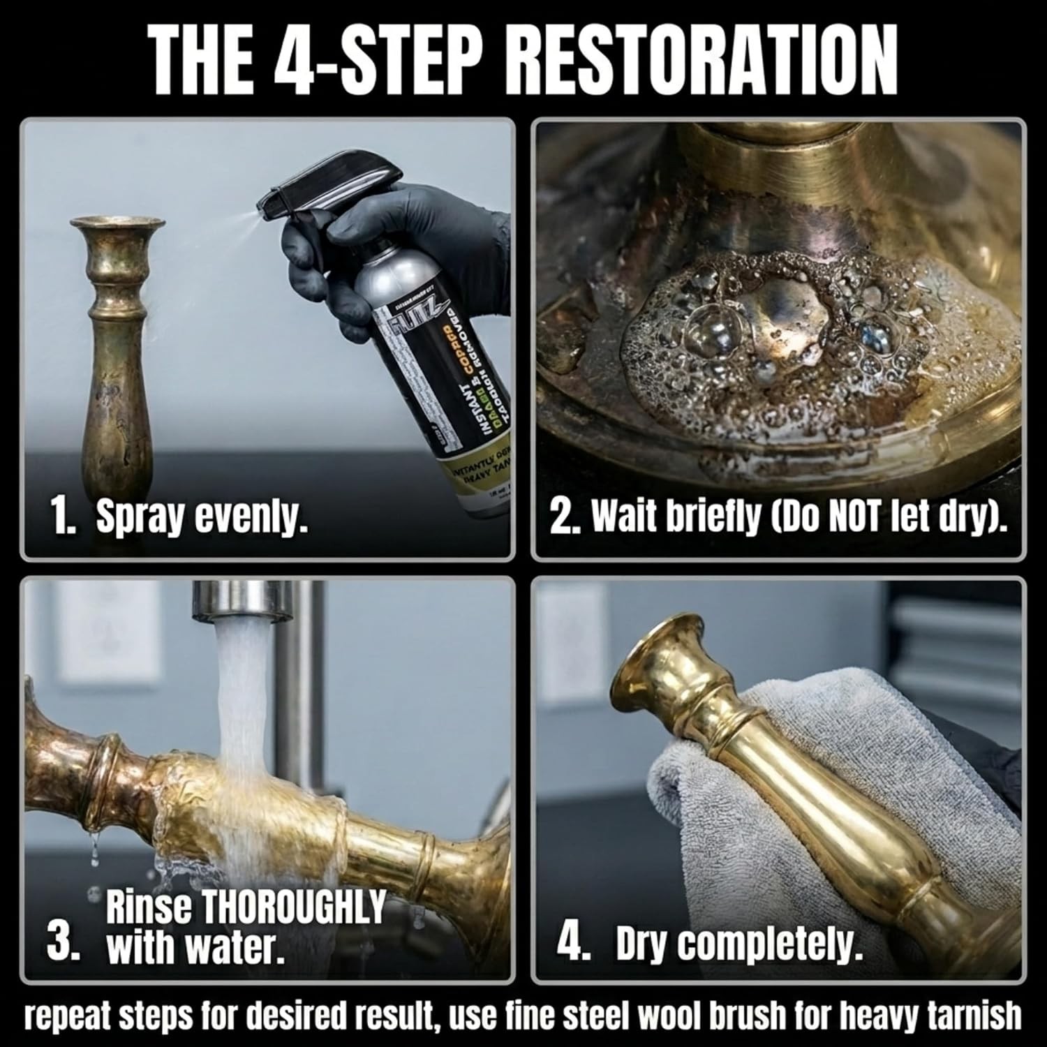 FLITZ Brass & Copper Tarnish Remover 16oz/473ml Trigger Spray Bottle (SEE VIDEO)