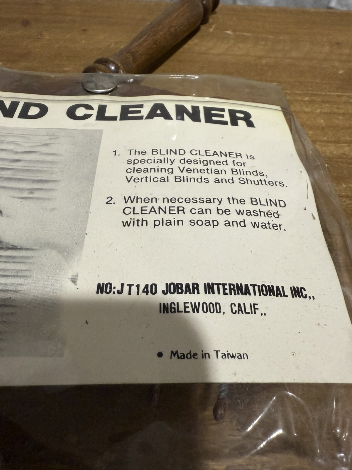 Vintage Blind Cleaner Jobar International Inc Wood Handle Made in Taiwan #JT140