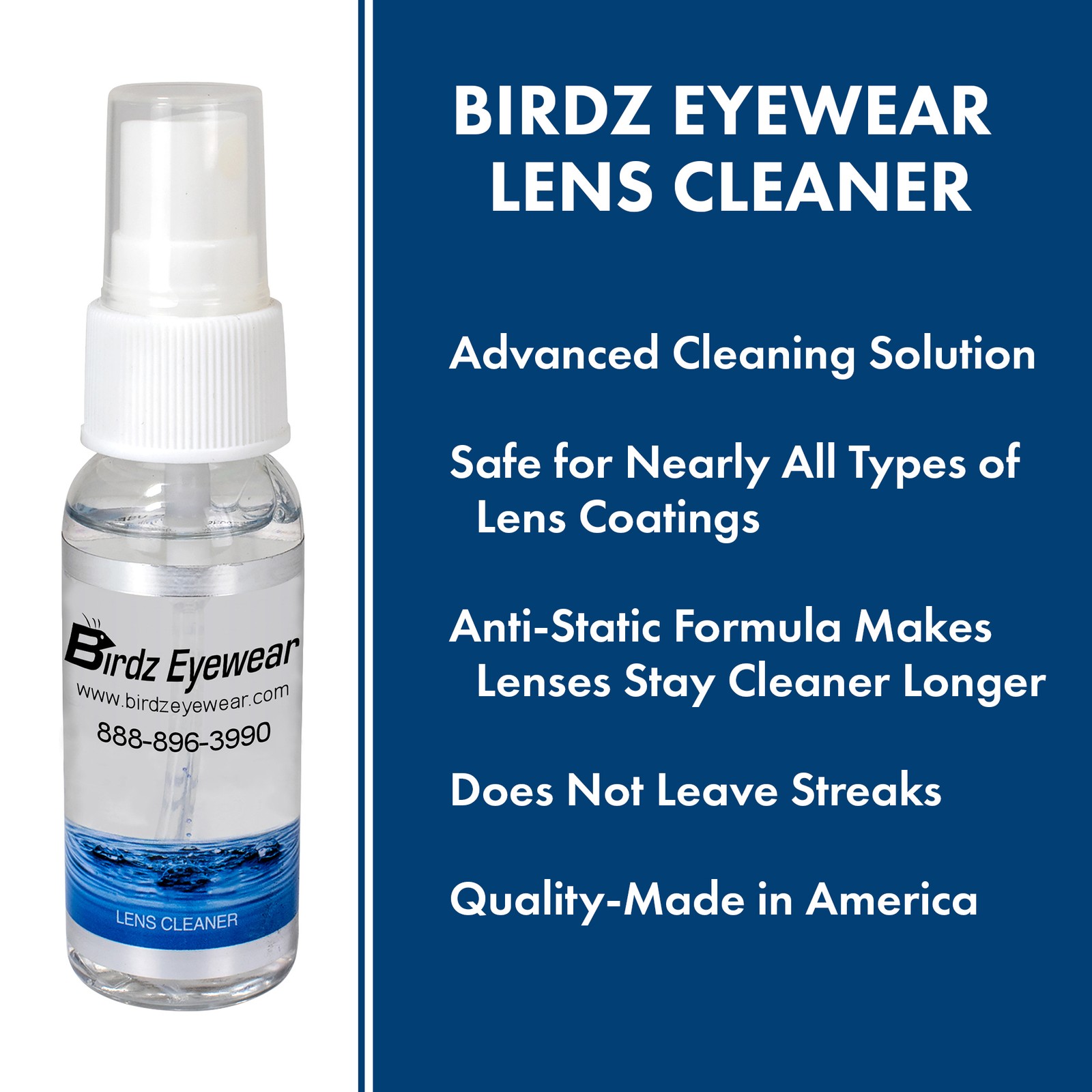 BIRDZ Eyeglass Sunglass Lens Cleaner Cleaning & Repair Kit Spray Cloth Tool &