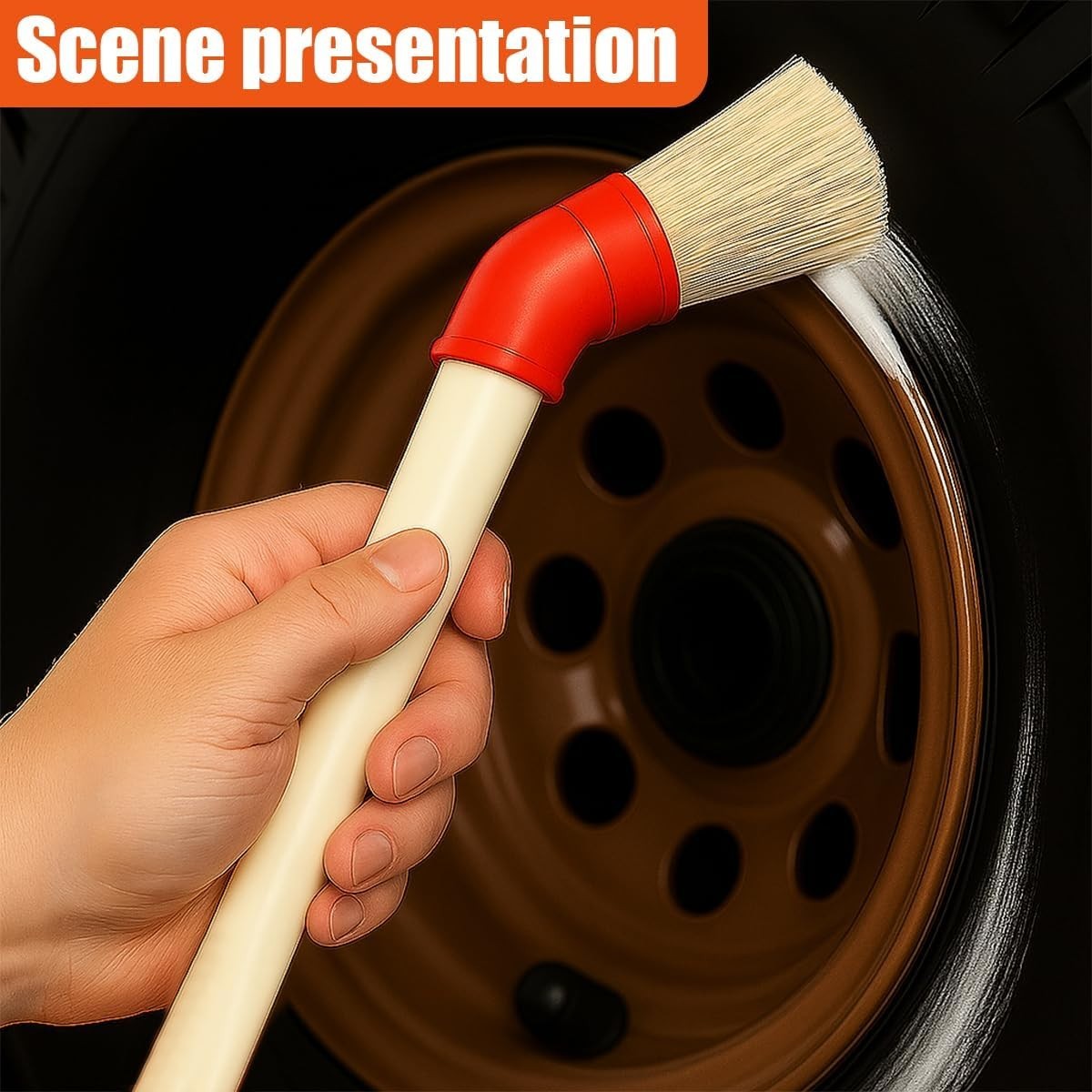 2PCS Car Curved Tire Mounting Paste Lube Brush, 45 Degree Angle Head Auto Wheel