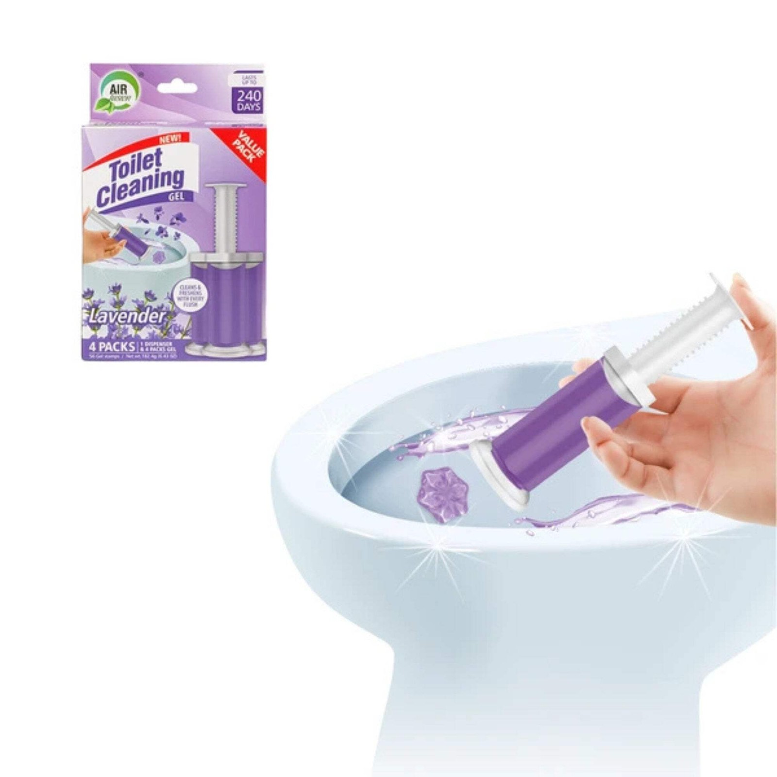 Air Fusion Lavender Scent Toilet Cleaning Gel 56 Stamps 6.43oz 4 Pack