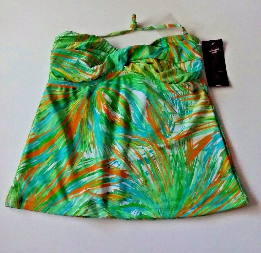 MOSSIMO SWIM-TOP REMOVABLE PADS GREEN MULTI-COLOR SIZE SMALL NWT RETAIL $24.99